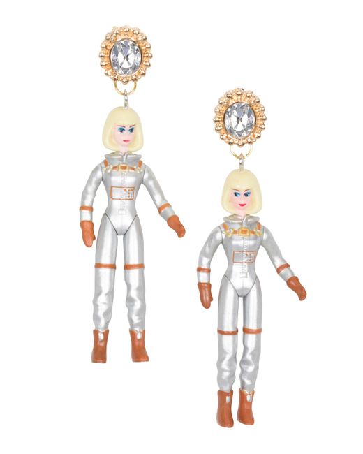 Meghan Fabulous White Space Cadet Barbie Earrings