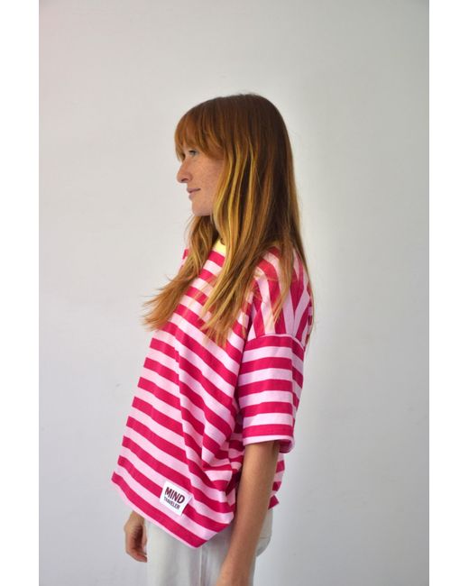 Mind Traveler Pink Nunu And Fuchsia Striped T-Shirt