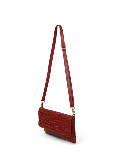 Hides Leather Co. Red Handcrafted Leather Crossbody Charm, Adjustable Wristlet For Phone, Passport & Essentials