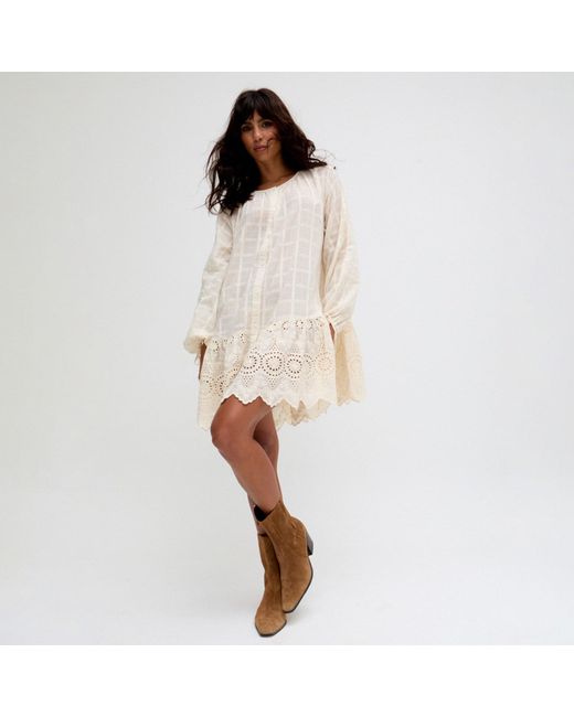 Raffya White Neutrals Olivia Embroidered Mini Dress