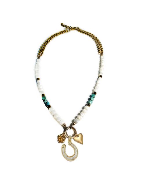 Rachel Nathan Metallic Mother Of Pearl With Western Charm Necklace