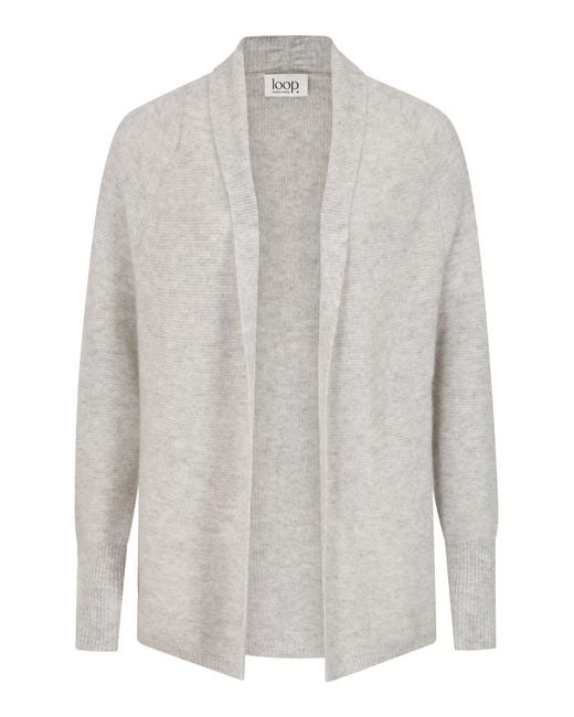 Loop Cashmere White Relaxed Edge To Edge Cardigan