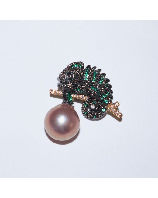 Ninemoo Multicolor Chameleon Whisper Pearl Brooch