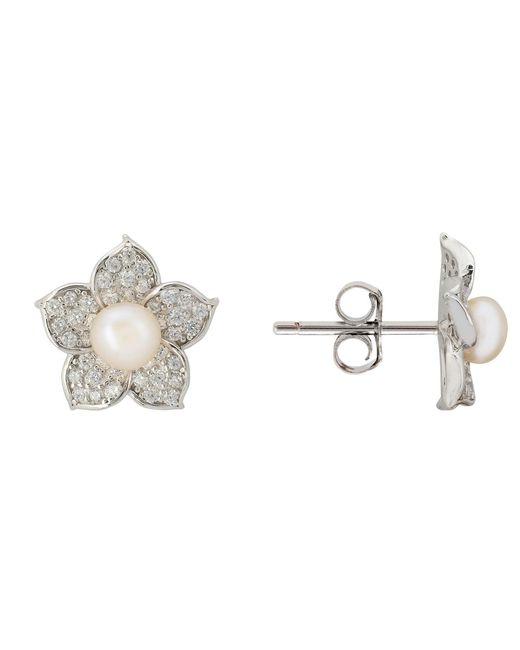 Latelita London Metallic Forget Me Not Pearl Stud Earrings