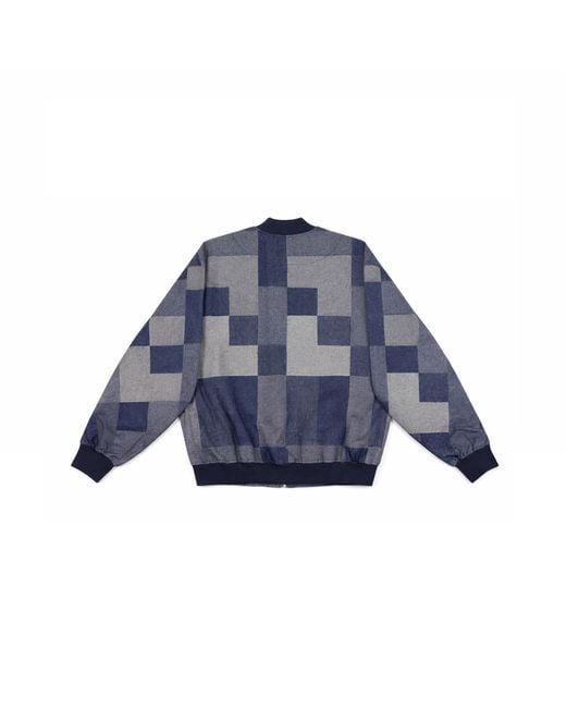Win Out Blue Patchwork Denim Bomber for men