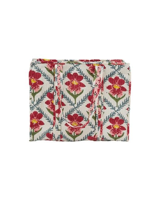 Manuela Cabrales Red Mendelii Block Print Tote Bag