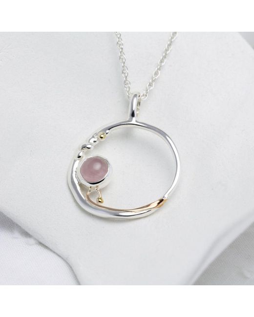 Isla Silver Metallic Rose Quartz Sterling Pendant