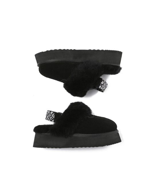 EverAu Australia Black Wagtail Removable Strap Platform Slippers