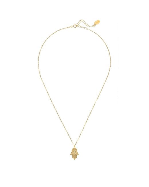 Latelita London Metallic Hamsa Evil Eye Embossed Pendant Necklace