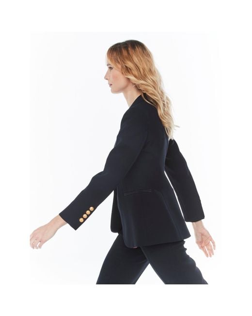 The Extreme Collection Blue Single Breasted Premium Crepe Navy Blazer With Satin Flaps Carlotta