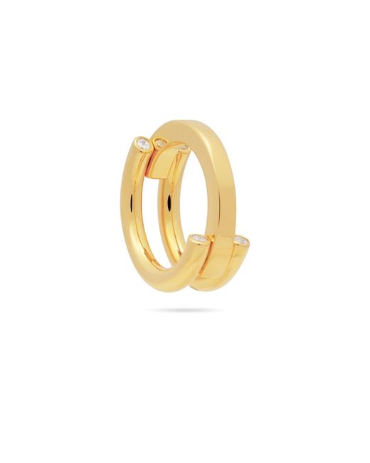 Meulien Yellow Round And Square Triple Band Convertible Ring With Cz