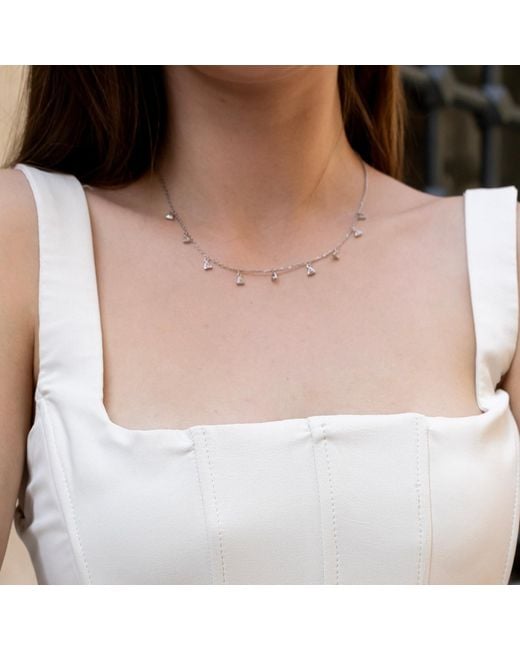 Spero London Metallic Jewelled Triangle Sterling Station Necklace