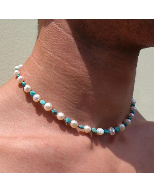 Mineralgems•Studio Blue And Pearl Necklace Fail for men