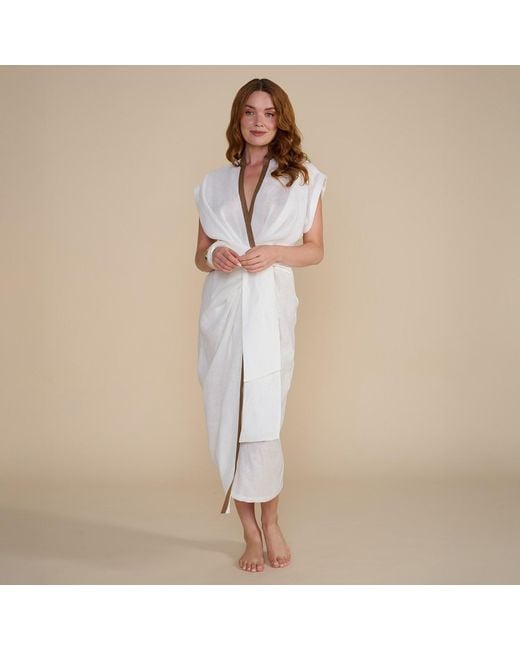 The Summer Edit Gray Kaia Luxe Linen Wrap Dress