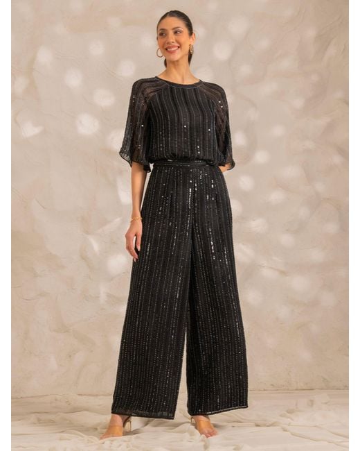 Rose & Nancy Black Aurora Sequin Top