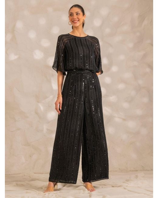 Rose & Nancy Black Aurora Sequin Top