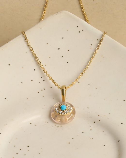 The Jewelz Metallic Ocean Bloom' & Rose Quartz Necklace