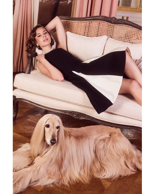 Santinni Black 'Poise' Wool Dress With Silk Taffeta