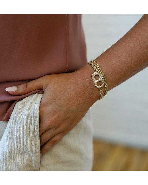 Loni Paul Jewelry Metallic Matte Double Wrap Pave Can Tab Bracelet