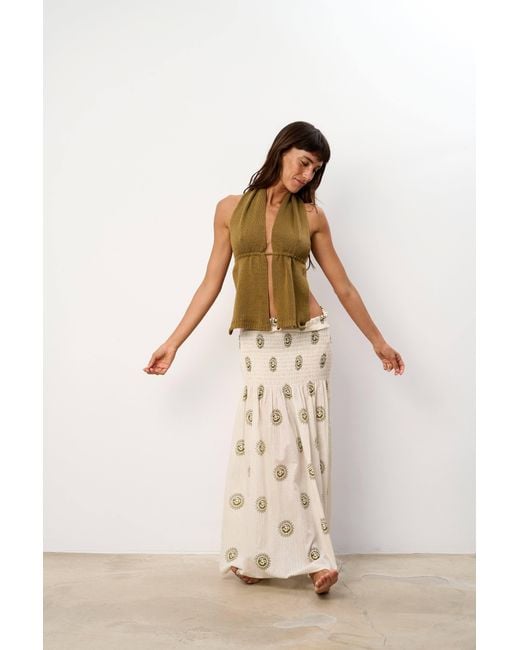 Par Y Escala Sl Natural Bee Long Skirt