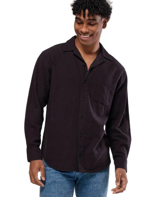 Monique Store Blue Linen Button Down Long Sleeve Shirt for men