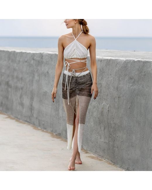 Emit-Terre Gray Split Skirt