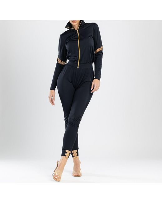ANTONINIAS Black Sistine Elegant Pants With Golden Ring Details