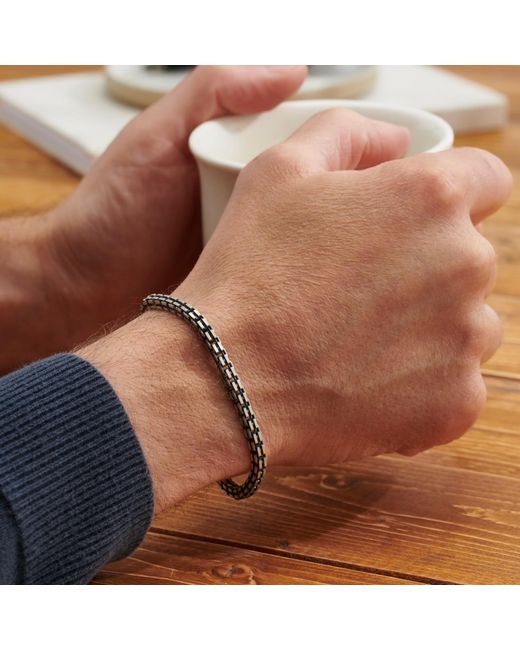 Posh Totty Designs Black Sterling Box Chain Bracelet for men
