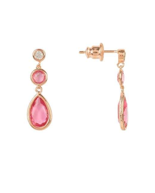 Latelita London Pink Rose Tuscany Gemstone Drop Earring Rose Tourmaline