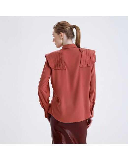 Maan Istanbul Pink Oversize Apricot Color Silk Shirt