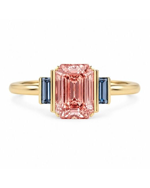 Aya Fine Jewelry White 2.37 Ctw Emerald Cut Lab Diamond Three Stone Ring