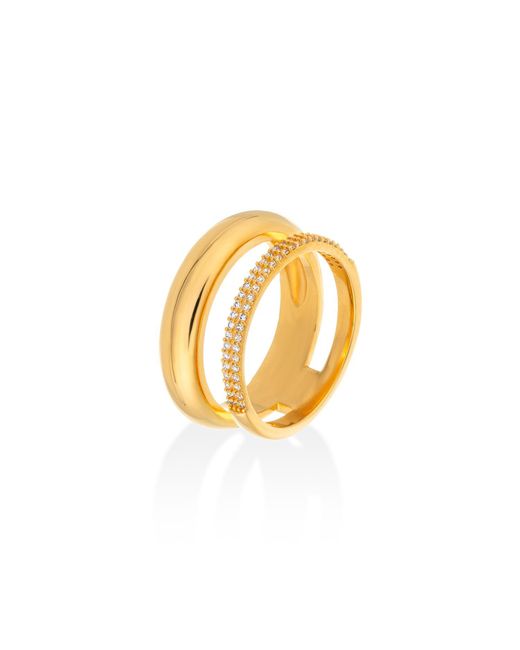 Shabella Nyc Yellow Pave Dual Ring