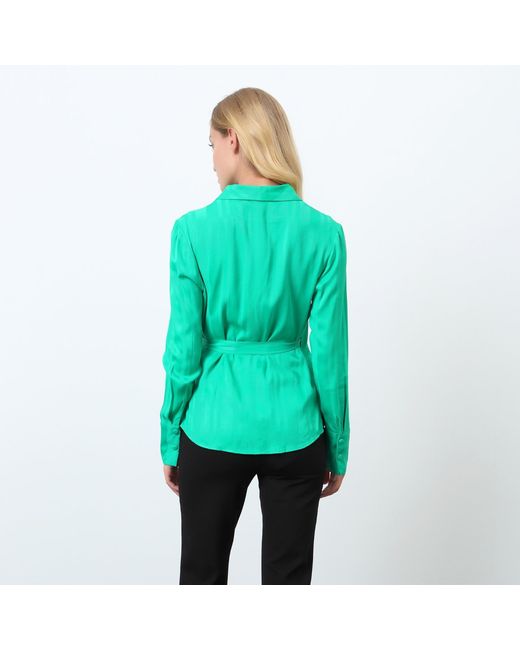 Smart and Joy Green Warp Long Sleeves Blouse