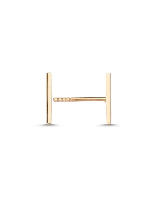 Ecce | Artisan Diamonds White 14K Solid Single Thin Rod Earring