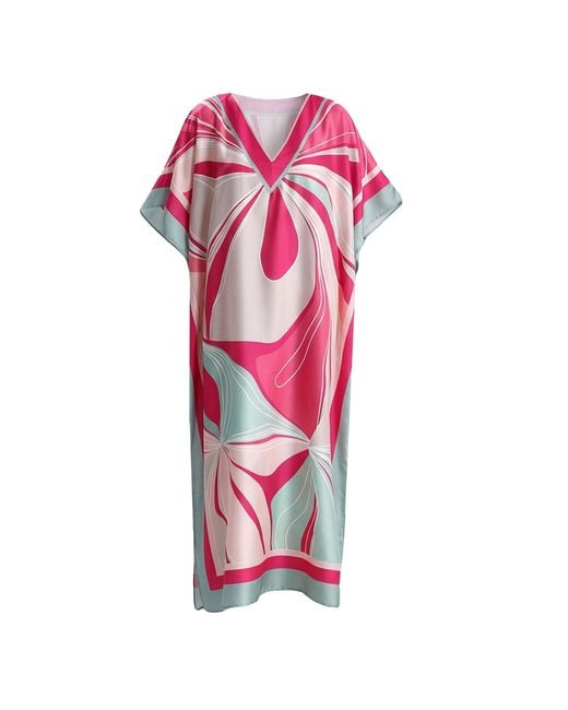 LOVEIST STORE Pink Garvey Satin Abaya Kaftan