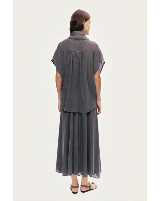 Nocturne Gray Draped Wrap Blouse