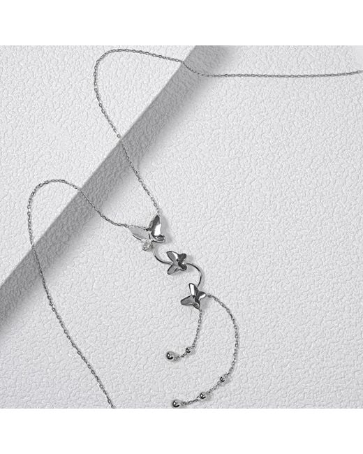 Far East Jewelry White Handcrafted & Crystal Butterfly Necklace