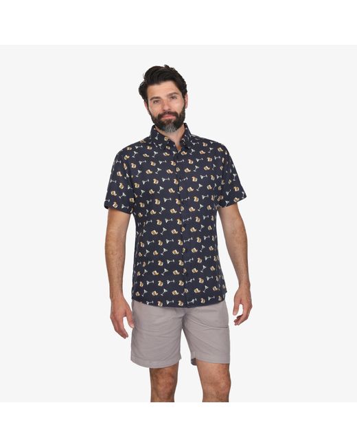 Vustra Blue Neutrals On The Rocks Button-Down Linen Shirt for men