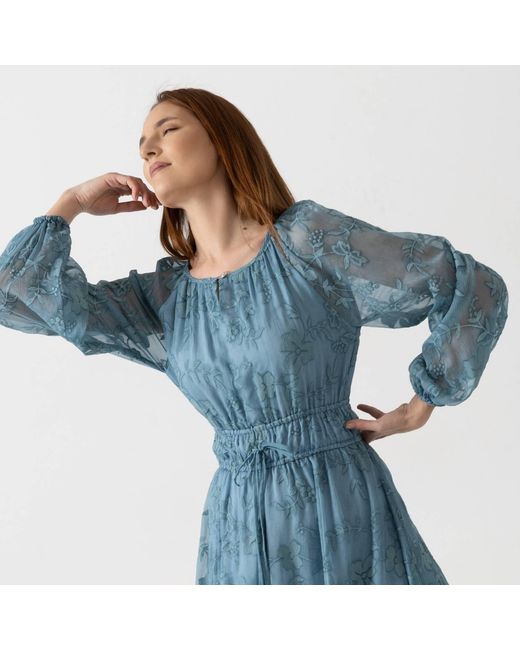 IZABELA MANDOIU Blue Flowing Midi Dress