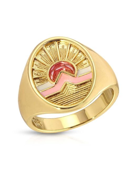 Glamrocks Jewelry Multicolor Tequila Sunrise Signet Ring- Sun