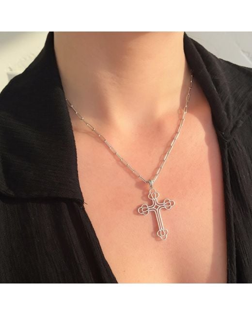 Leni James Metallic The Maxi Billie Cross Necklace