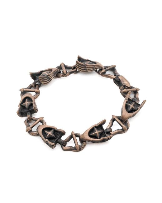 Ebru Jewelry Metallic Bold Chain Wings Design Bronze Bracelet for men