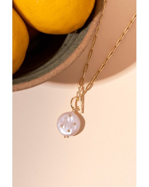 Zynnia Collective Metallic Studded Pearl Necklace