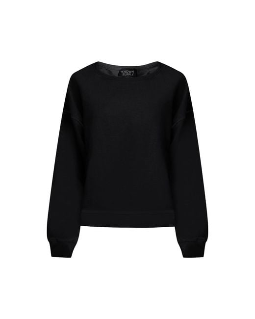 Known Supply Black Boxy Cotton Crewneck