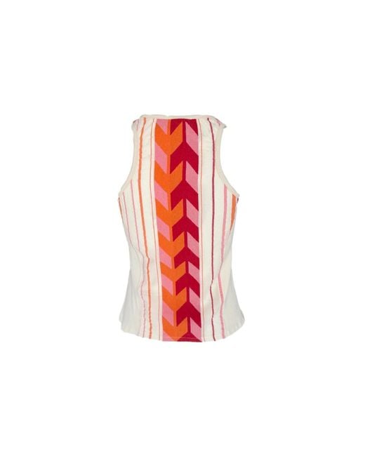 Haris Cotton Embroidered Cotton Tank Top And Rib Details Arrow