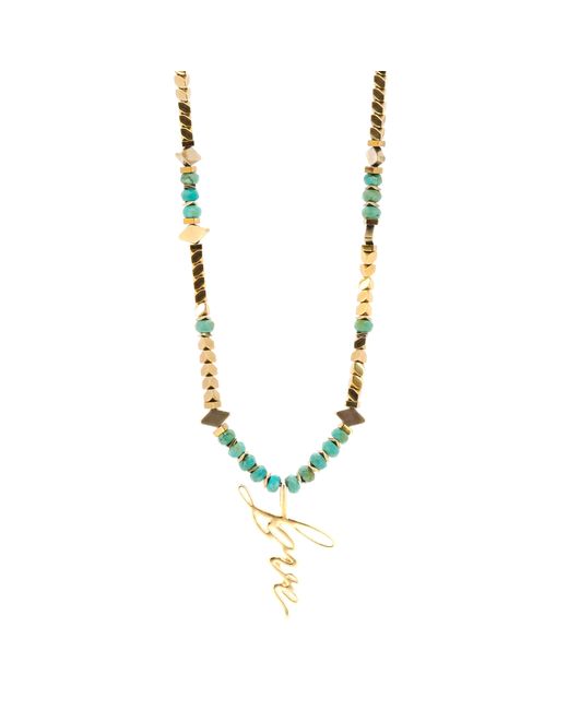 Ebru Jewelry Metallic Love Charm Beaded Necklace