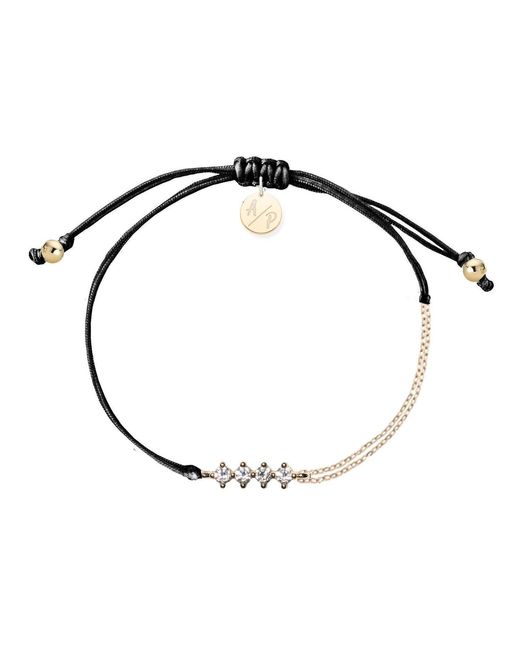 Adriana Pappas Designs Metallic Cz Crystal Bar Bracelet On Colored Cord