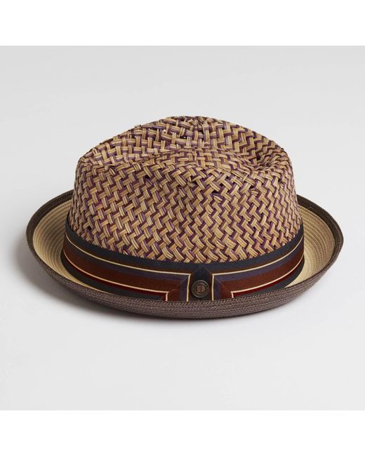 Dasmarca Hats Brown Dasmarca Blake Summer Multi Coloured Straw Trilby Hat for men