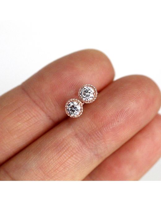 VicStoneNYC Fine Jewelry White Antique Lab Diamond Stud Earrings