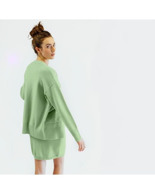 Zenzee Green Cashmere V-Neck Cardigan